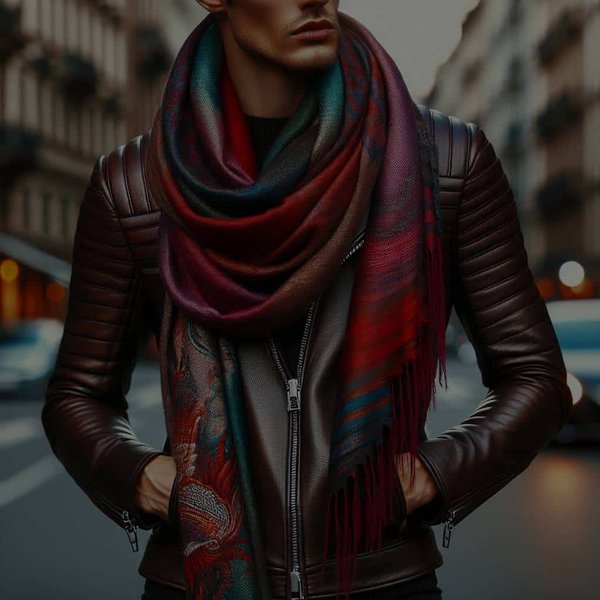 Quelle est la meilleure manière d'harmoniser une écharpe pashmina avec une veste en cuir pour un look mi-saison ?